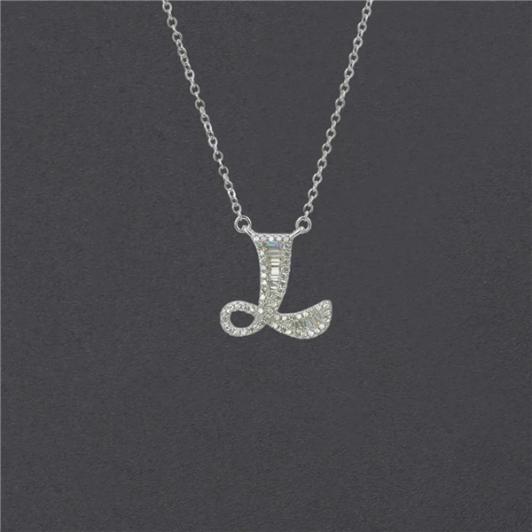 INITIAL ZIRCON NECKLACE-S925 SOLID SILVER